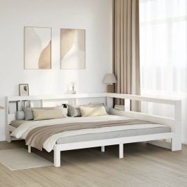 Bookcase Bed White 180x200cm Super King Solid Wood Pine