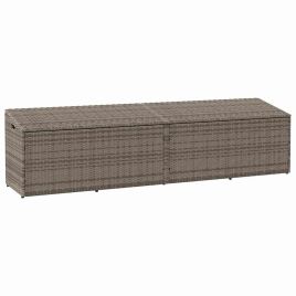 FLUHAL Garden Storage Box 220x50x58 cm Poly Rattan - Grey