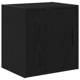 Garage Wall Cabinet Black Engineered Wood