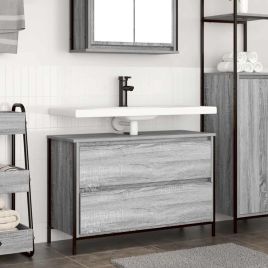 Bathroom Basin Cabinet with Drawers Grey Sonoma 90x34.5x60 cm