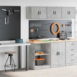Garage Cabinets 2 pcs Concrete Grey Engineered Wood