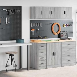 Garage Cabinets 2 pcs Grey Sonoma Engineered Wood