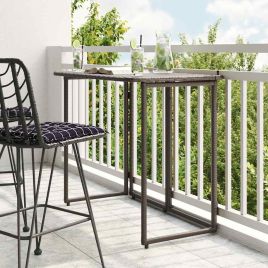 THACOVE Folding Garden Table 90x51x75 cm Poly Rattan - Brown