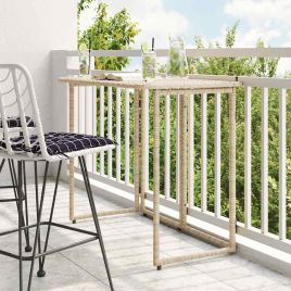 THACOVE Folding Garden Table 90x51x75 cm Poly Rattan - Beige