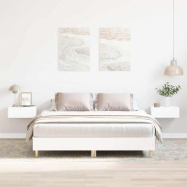 Bedframe White 150x200cm King Size Engineered Wood