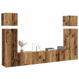 8 Piece TV Cabinet Set Wall-mounted Old Wood Engineered Wood