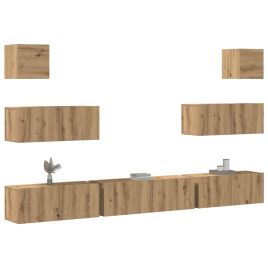 7 Piece TV Cabinet Set Wall-mounted Artisan Oak Engineered Wood