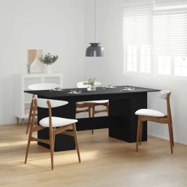 Dining Table Black Oak 180x90x76 cm Engineered Wood