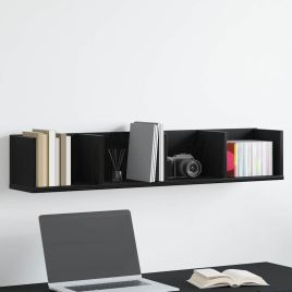 CD Wall Shelf Black Oak 100x18x18 cm Engineered Wood