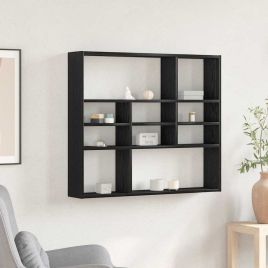 Wall Shelf Black Oak 90x16x78 cm Engineered Wood
