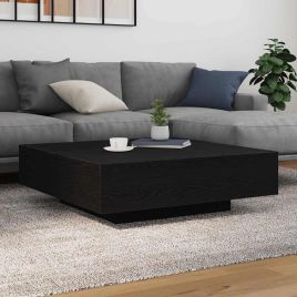 Coffee Table with LED Lights Black Oak 100x100x31 cm