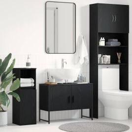 Bathroom Sink Cabinet Black Oak 80x33x60 cm Engineered Wood