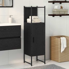 Bathroom Cabinet Black Oak 33x33x120,5 cm Engineered Wood