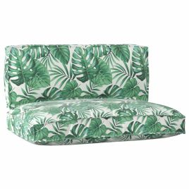 2 Piece Pallet Cushion Set Leaf Pattern Oxford Fabric
