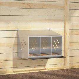 Chicken Nesting Box with 3 Compartments Galvanized Silver Metal