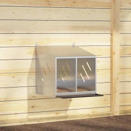 Chicken Nesting Box with 2 Compartments Galvanized Silver Metal