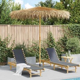 PANMERE Tiki Umbrella with Banana Leaf Canopy 240 cm Bamboo