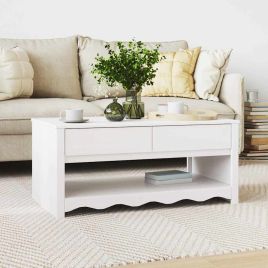 Coffee Table "DRAMMEN" White 99x55x45 cm Solid Wood Pine