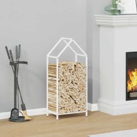 Firewood Rack White 40x25x90 cm Cold-rolled steel