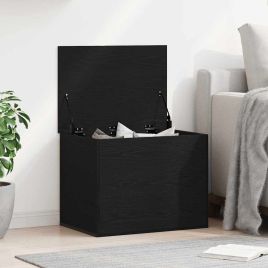 Storage Box with Lid Black Oak 60x42x46 cm Engineered Wood