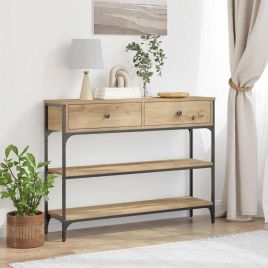 Console Table Artisan Oak 100x25x75 cm Engineered Wood & Steel