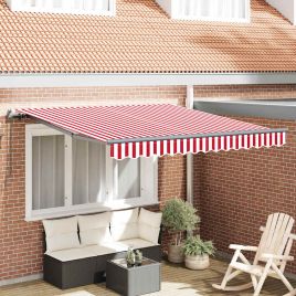 Manual Retractable Awning Red and White 300x250 cm