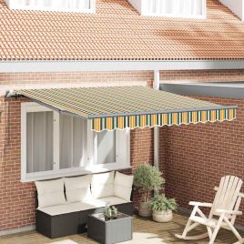 Manual Retractable Awning Green and Yellow 300x250 cm