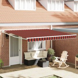 Manual Retractable Awning with LED Orange and Brown 350x250 cm