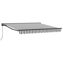 SORIDG Retractable Awning Manual Anthracite and 350x250 cm - White