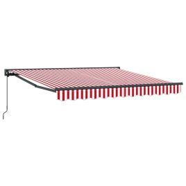 VOLUX Retractable Awning Manual Red and 350x250 cm - White