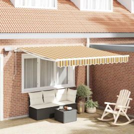 Manual Retractable Awning with LED Multicolour Stripe 350x250 cm
