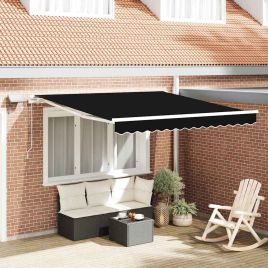 Manual Retractable Awning with LED Black 350x250 cm