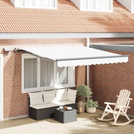 Manual Retractable Awning with LED White 350x250 cm