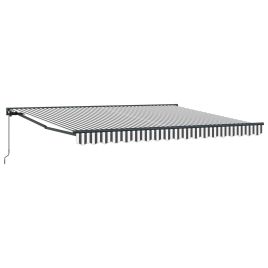 SIRIDG Retractable Awning Manual Anthracite and 400x300 cm - White
