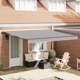 HOWOD Retractable Awning Light 400x300 cm Polyester and Metal - Grey