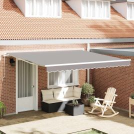 Manual Retractable Awning Light Grey 400x350 cm