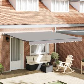 Manual Retractable Awning Light Grey 400x350 cm