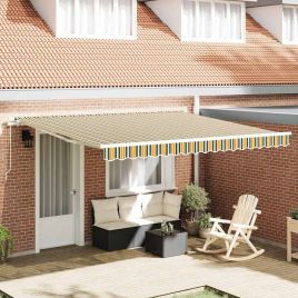 Manual Retractable Awning Green and Yellow 400x350 cm