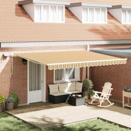 ROWOD Retractable Awning Multicolour 450x300 cm and Steel Fabric