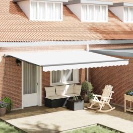 Manual Retractable Awning White 450x300 cm