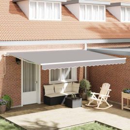 Manual Retractable Awning Light Grey 450x300 cm