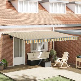Manual Retractable Awning Green and Yellow 450x300 cm