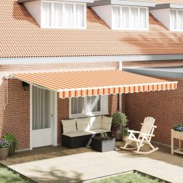 Manual Retractable Awning Yellow and Orange 450x350 cm