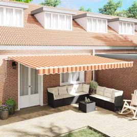 Manual Retractable Awning in Yellow and Orange 500x350 cm