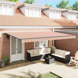 Manual Retractable Awning Multicolour Stripe 500x350 cm