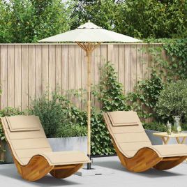 ELASH Garden Parasol Cream Dia 150x210 cm Bamboo - White