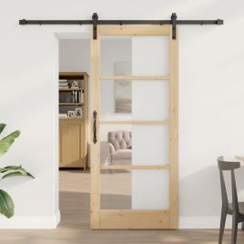 Sliding Door with Hardware Set "ORKDAL" Solid Wood & Glass