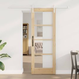 Sliding Door with Hardware Set "ORKDAL" Solid Wood & Glass