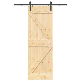 Sliding Door with Hardware Set 70x210 cm Solid Wood Pine