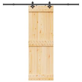 Sliding Door with Hardware Set 70x210 cm Solid Wood Pine